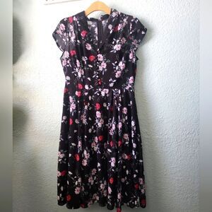 Hell Bunny Black Floral Midi Dress